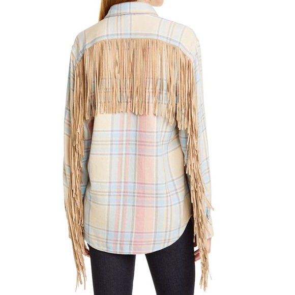 Polo ralph lauren fringe trim plaid shirt Clearance